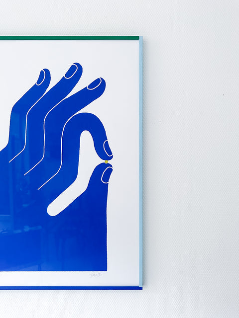 OK hand print, Blue (2023) 70✕50cm